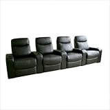 IMAGE OF Leather Home Theater Recliner Set of Four in Black