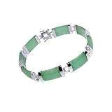 10 MM Sterling Silver Green Jade Gemstone 7.5 Bracelet With Secure Latch Clasp
