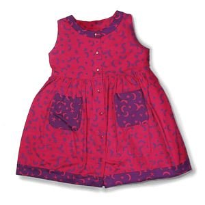 Child Sleeveless Frolic Dress in Pink with Purple Moon and Stars