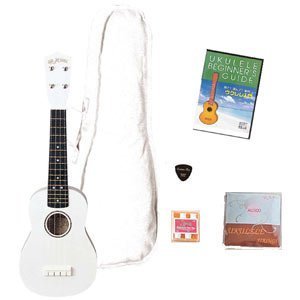 ALA MOANA（アラモアナ） ウクレレ お買い得セット・ソプラノタイプ（ホワイト） UK-100-WH(6)SET-DVD