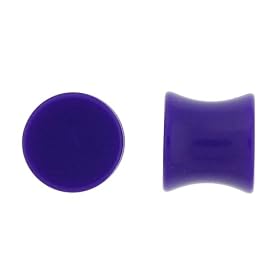 Acrylic Neon Purple Double Flare Plugs - 00G - Sold as a Pair