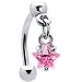 Top Down Pink Gem Dangle Star Eyebrow Ring