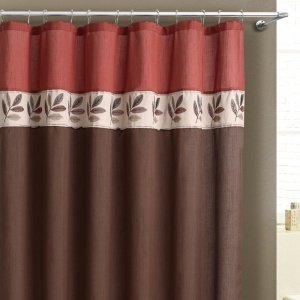Oakland Embroided Shower Curtain Red