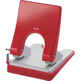 【クリックで詳細表示】プラス 2穴パンチ フォース 1/2 Mサイズ(クリアーパック入り) レッド 30-259 PU-830AC RD