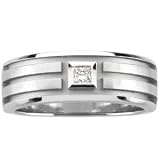 14K White Gold Diamond Man's Wedding Band - 0.10 Ct.