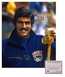 Mark Spitz USA Olympics Swimming Hand Signed 16x20 Photograph Holding Gold Medals