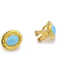 GURHAN "Bella" High Karat Gold Oval Turquoise Clip Post Earrings