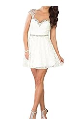 Lace  Open-Back Charmeuse/Tulle Cocktail Short Prom Dress/Party Dress/Mini Dress  With Rhinestones