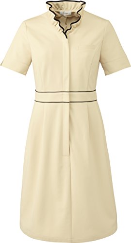 (キャララ)Calala 衿フリル付前開きワンピース【透防止/制電/ストレッチ】医療白衣CL-0220