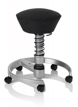 SWOPPER STANDARD 3D-Aktiv-Bürostuhl Hocker Sitzpolster Normal, Farbe schwarz, Federfarbe schwarz, Basis Titan, Fussring mit Speedrollen, Feder SMALL 40 - 80 kg (SWOPS10TRSSML)