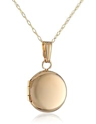 Girls 14k Gold Childrens Petite Round Polished Locket Pendant Necklace, 13"