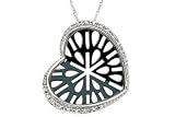 1/10 Carat Diamond 10K White Gold Heart Pendant w/ Black Rhodium & Chain