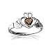 14K White Gold Heart Genuine Smoky Quartz Celtic title=