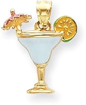 Margarita With Umbrella Enamel Charm, 14K Yellow Gold
