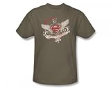 Superman - Victorian Wing Supes Adult T-Shirt In Safari Green