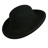 BLACK WIDE CURVED BRIM WOOL FELT FLOPPY HAT