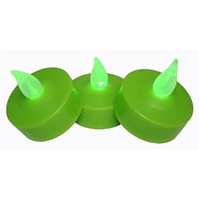 Set of 3 LED Battery Operated Green Tea Light Candles by Everstar