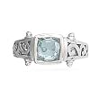 Square Blue Topaz Filigree Design Ring