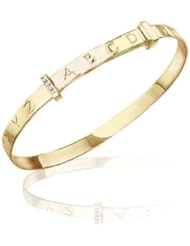 Childrens Jewelry - 0.04 Cts Diamond Alphabet Bangle 14K Yellow Gold