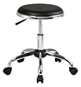 Chrome Finish Backless Stool With Black Vinyl