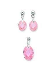Sterling Silver Cubic Zirconia Earring and Pendant Set