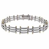 Sterling Silver and Vermeil (24k Gold over Sterling Silver) Two Tone Link Bar Bracelet