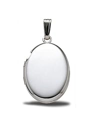 Sterling Silver Oval "Plain" Picture Locket 3/4 inch x 1 inch Sterling Silver