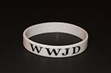 1 "WHITE" Silicon Wristband/ Bracelet "WWJD" (WWJD on front & back)