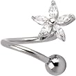 Crystalline Lily Flower Twister Belly Ring