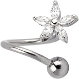 Crystalline LILY FLOWER Twister Belly Ring