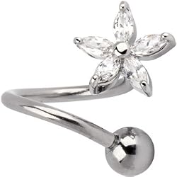 Crystalline Lily Flower Twister Belly Ring