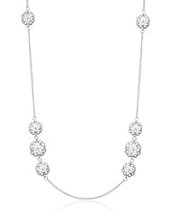 NINE WEST VINTAGE AMERICA "Florabella" Worn Silver-Tone Standage Stations Strand Necklace, 21"