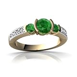 Or jaune 585/1000 Rond Emeraude Bague