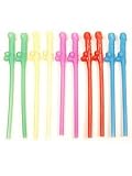 Hott Products Party Pecker Straws, Neon Colors, 10 Pieces/Bag, 4-Pack