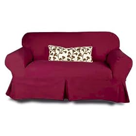 Sofa Slipcover Skirt Style- Canvas Soft Weave- Cordovan