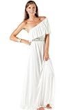 Alki'i Full length Casual One Shoulder Long Maxi Dress - 4 colors