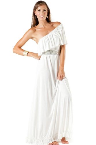Alki'i Full length Casual One Shoulder Long Maxi Dress - 4 colors Deals