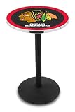 36" Chicago Blackhawks Black Counter Height Pub Table - Round Base