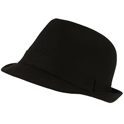 Gabardine Fedora Trilby Gangster Hat Black 3XL Size 8-1/8"
