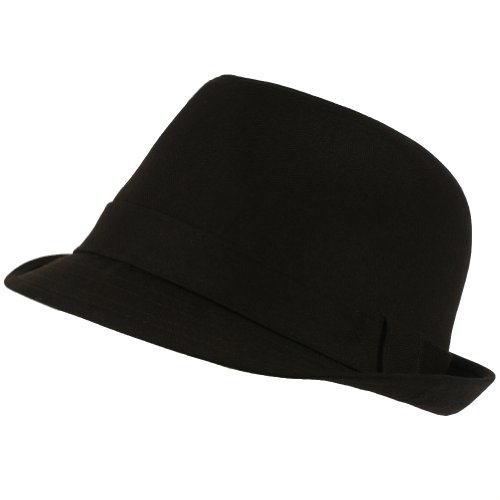 Gabardine Fedora Trilby Gangster Hat Black 3XL Size 8-1/8