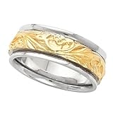 14K Two-Tone Gold Comfort Fit Beveled Edged Wedding Band For Men and Women - Sizes 5 - 12.5, no Size 5.5