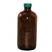 Vestil BTL-UVN-G-16-CS Narrow-Mouth Round UV Glass Bottle with Green Cap, 4" Diameter x 8" Height, 16 oz Capacity, Amber (Pack of 6)