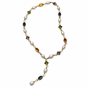 South Sea Cultured Pearl and Genuine Gemstone Necklace
