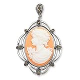 Sterling Silver Marcasite Cameo Pendant