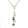 Made in Italy Stunning Necklace With Precious Stones - Genuine Mother of pearls and Onyxes in 18K Yellow Gold. Total item weight 10.8g Length 16in