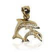 Glistening 10 KT Solid Yellow Gold Dolphin Charm 10K Animal Pendant