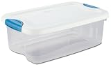 Sterilite 18828012 6 Quart Latch Box See-Through with White Lid and Peacock Latches 12-Pack