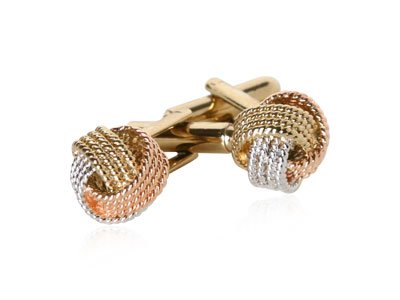 Woven Gold, Copper, & Silver Knot Cufflinks with Presentation Box