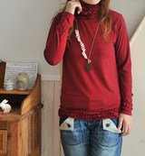 fika（フィーカ）首元＆裾共地フリルタートルネック長袖カットソー