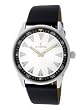 Le Chateau #2670M-7 Men's Silver Tone Black Elegant Slim Leather Strap Watch